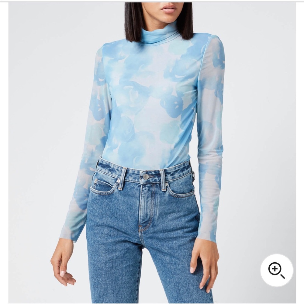 GANNI Printed Mesh T-NeckTop, Size 8 (40)